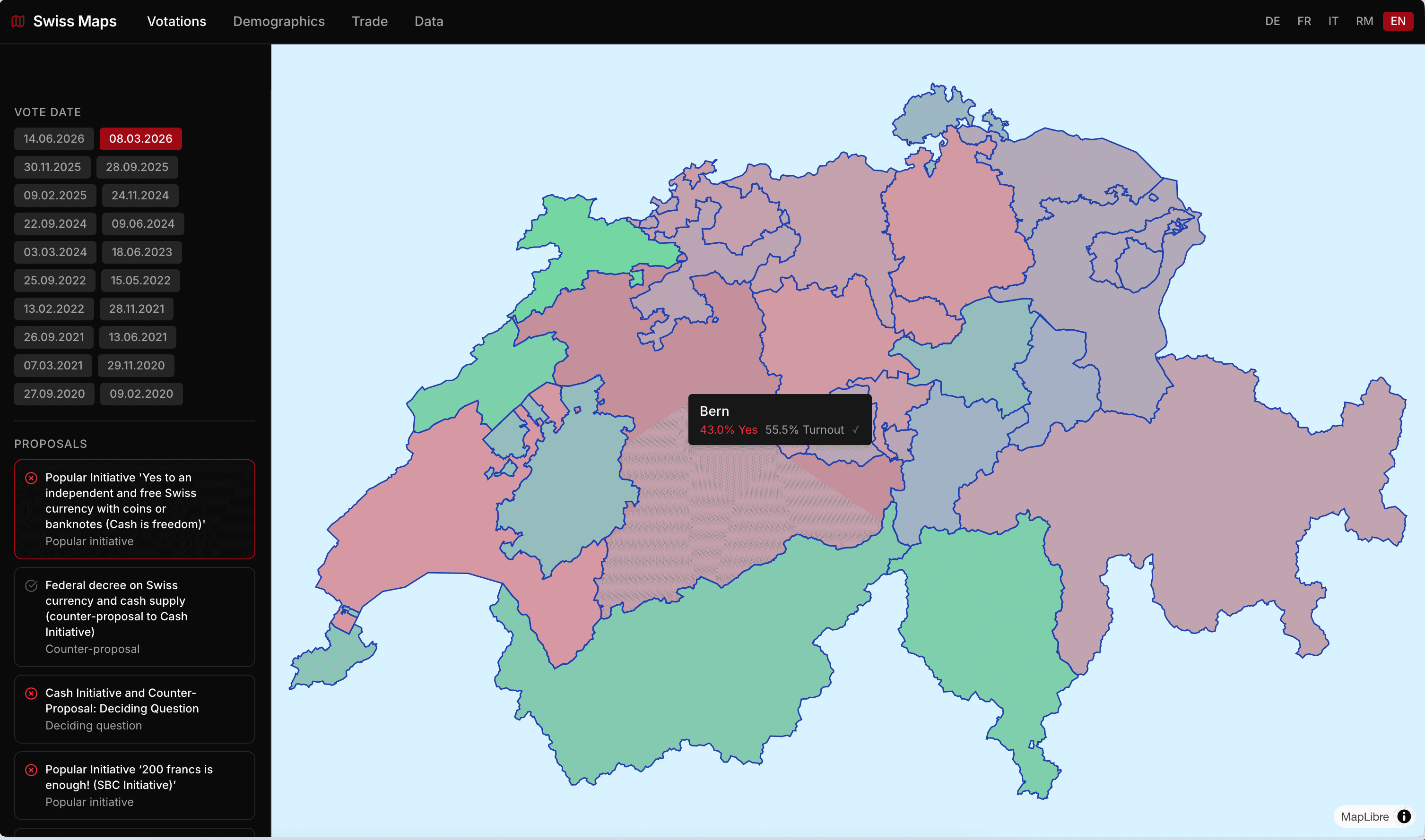 Votation results — Switzerland overview